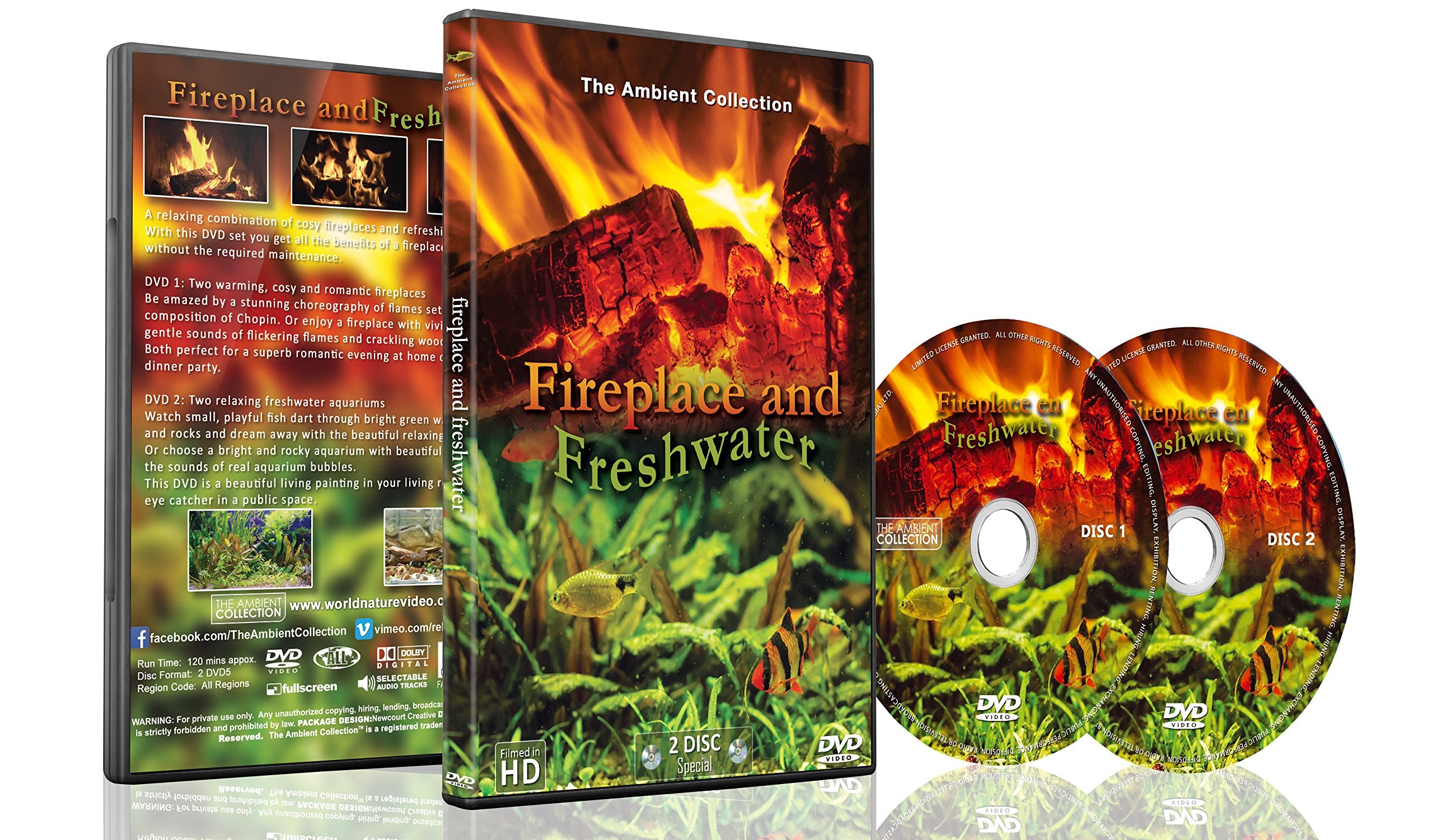 Feuer und Süßwasser-Aquarium DVD - 2 DVD Set mit Kaminfeuer und Süßwasseraquarien Movies