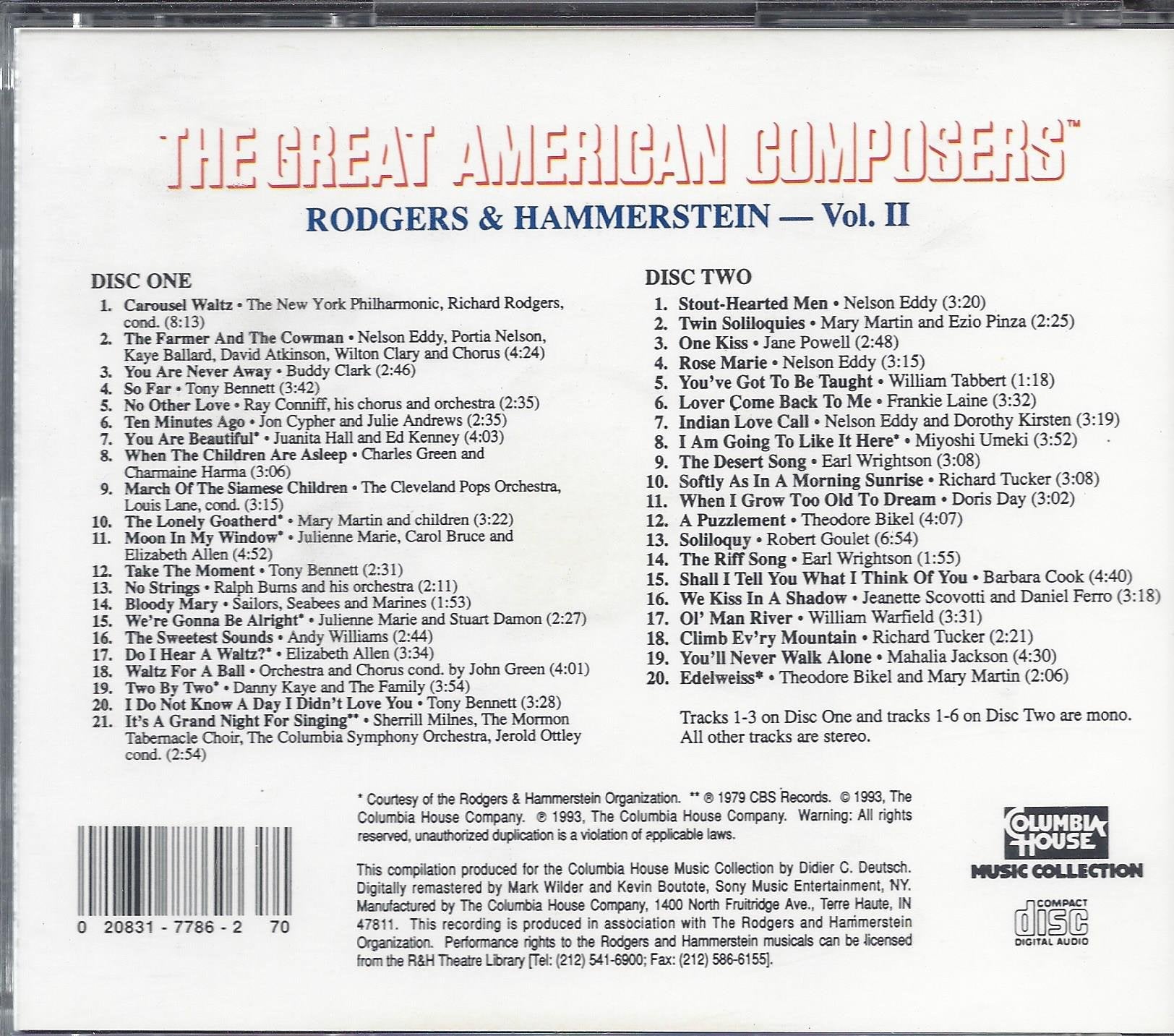 The Great American Composers Rodgers & Hammerstein Volume 1 Books