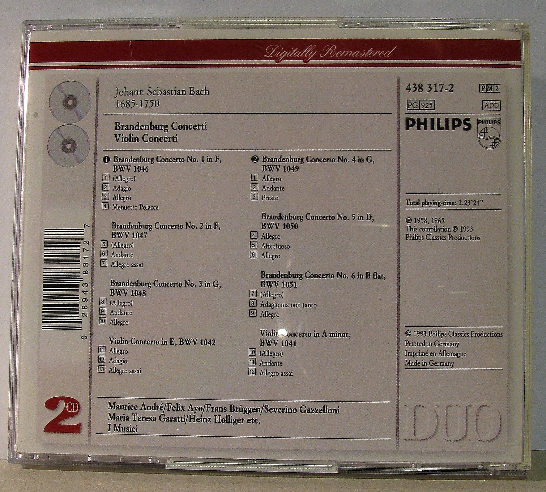 Brandenburg Concerto 1-3/Concerto Violin-Complete cd