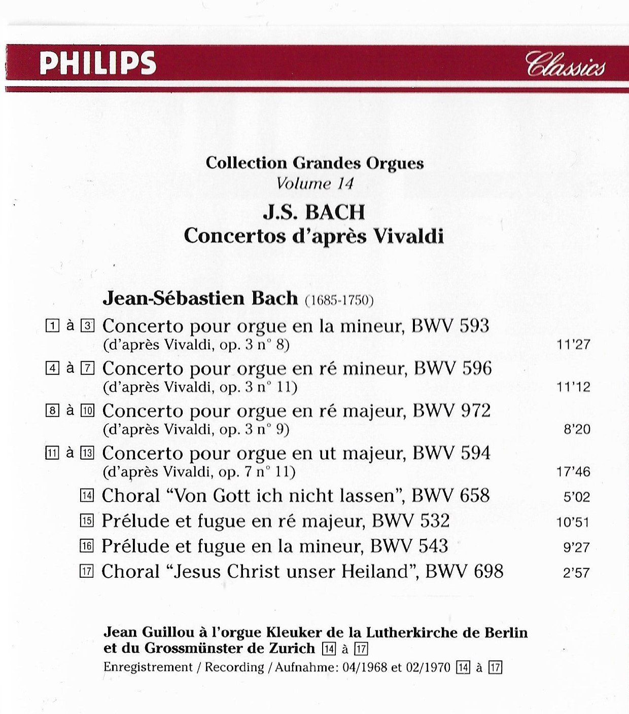 Orgelkonzerte Nach Vivaldi Classical