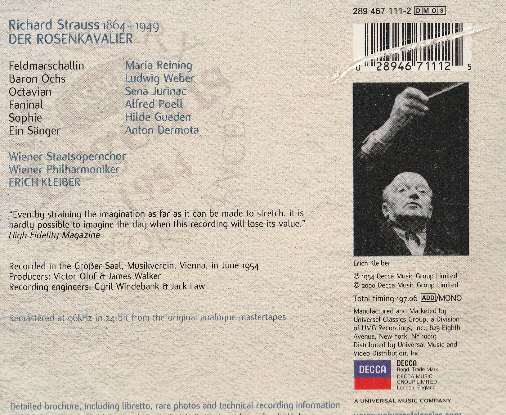 Richard Strauss: Der Rosenkavalier (Gesamtaufnahme) Classical