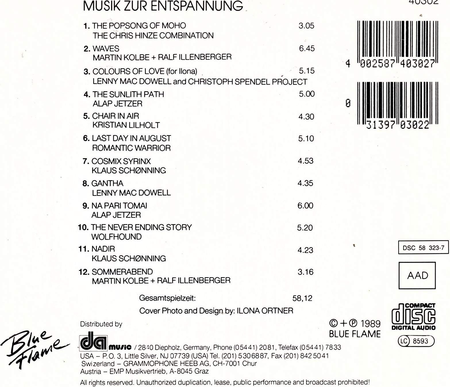 Chris Hinze Combination, Martin Kolbe, Ralf Illenberger, Lenny Mac Dowell.. Music