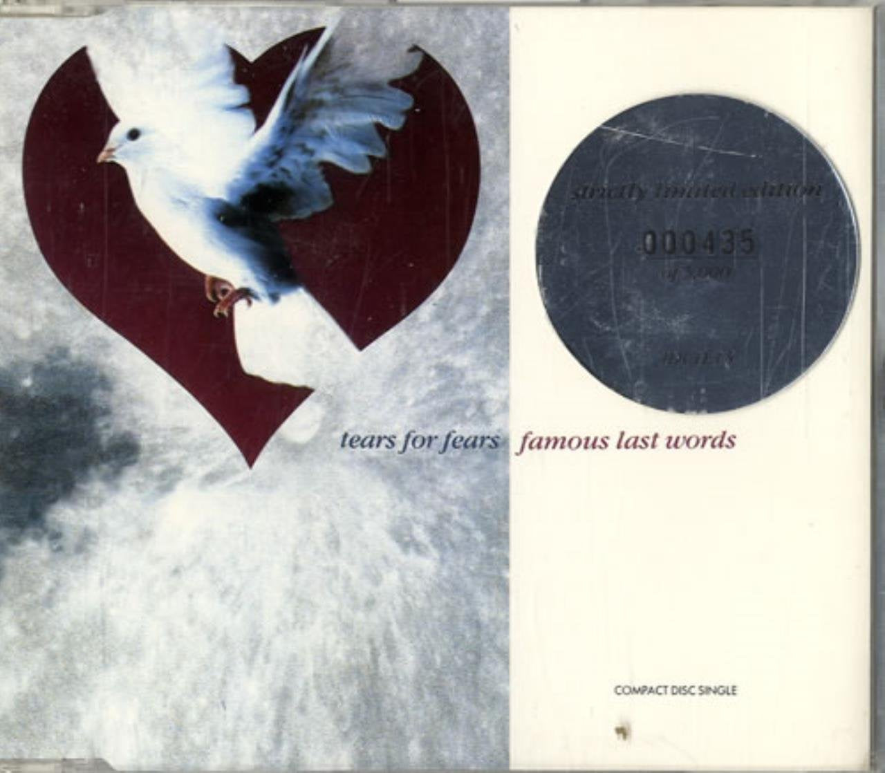 FAMOUS LAST WORDS ( 1990 3 TRACK ) SINGLE LIMITED AND NUMBERED Music
