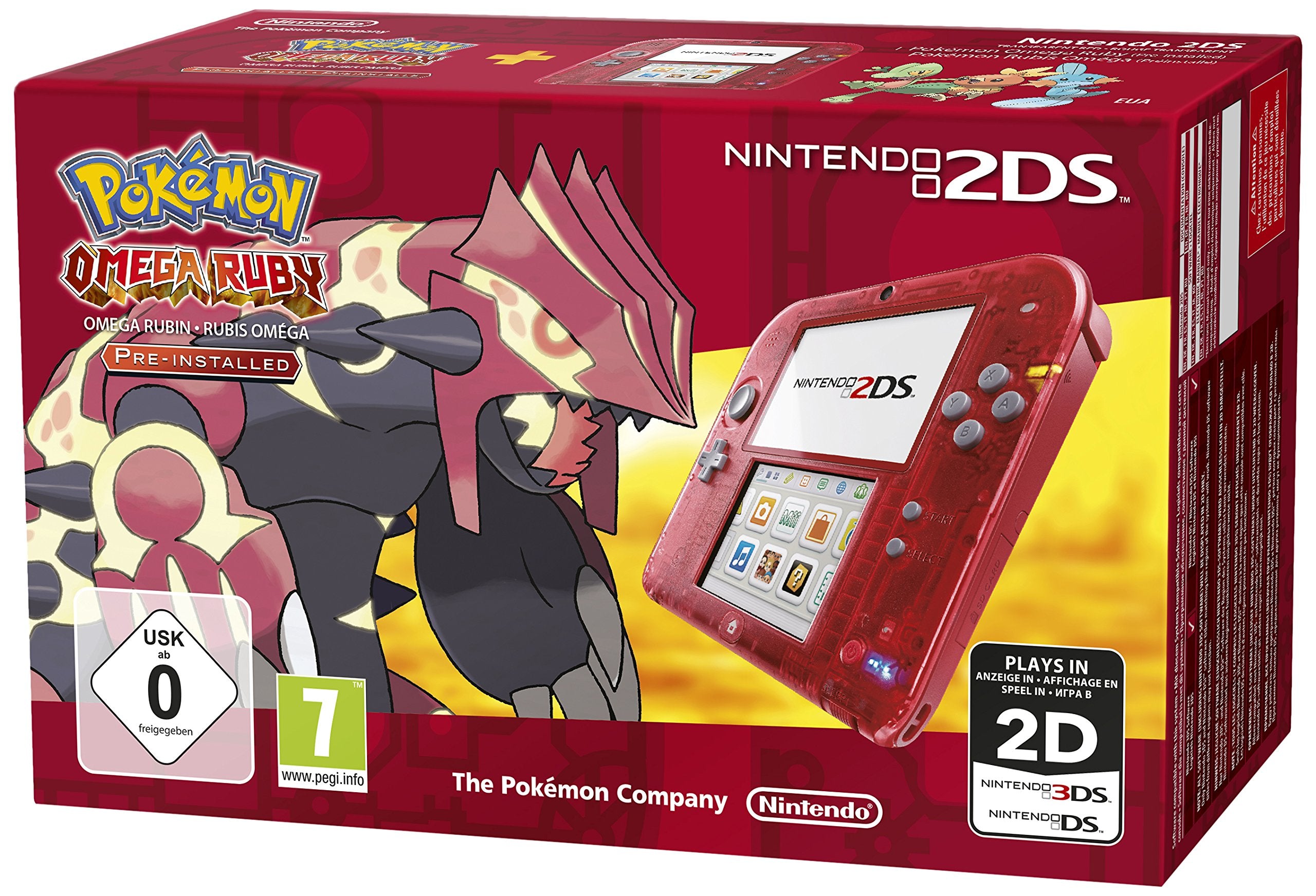 Nintendo 2DS (Transparent Rot) inkl. Pokemon Omega Rubin Nintendo DS