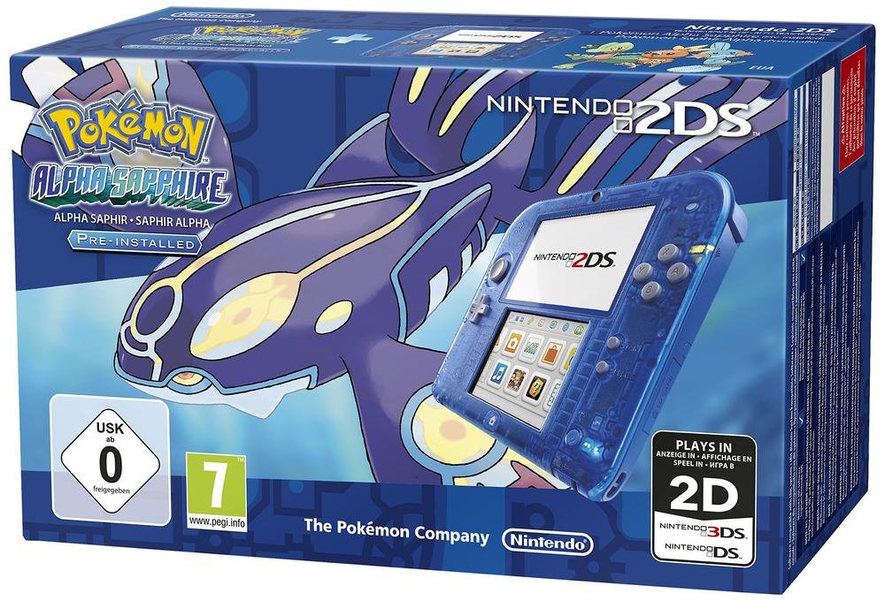 Nintendo 2DS (Transparent Blau) inkl. Pokemon Alpha Saphir Nintendo DS
