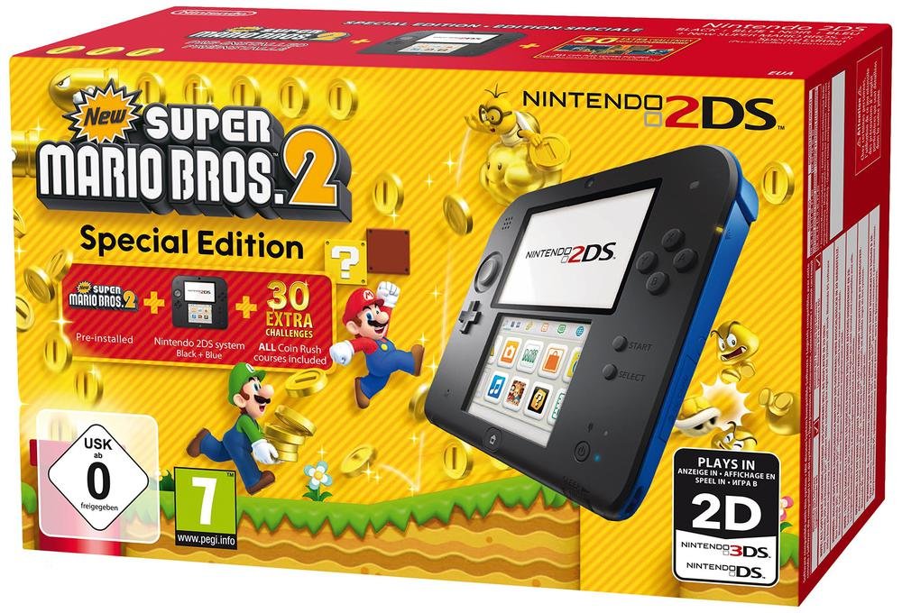 Nintendo 2DS - Konsole (schwarz) inkl. New Super Mario Bros. 2 (vorinstalliert) Nintendo DS