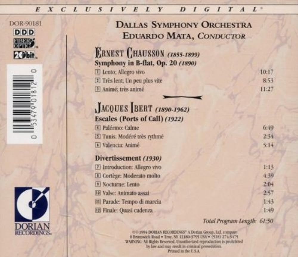 Chausson:Symph./Ibert:Escales Classical