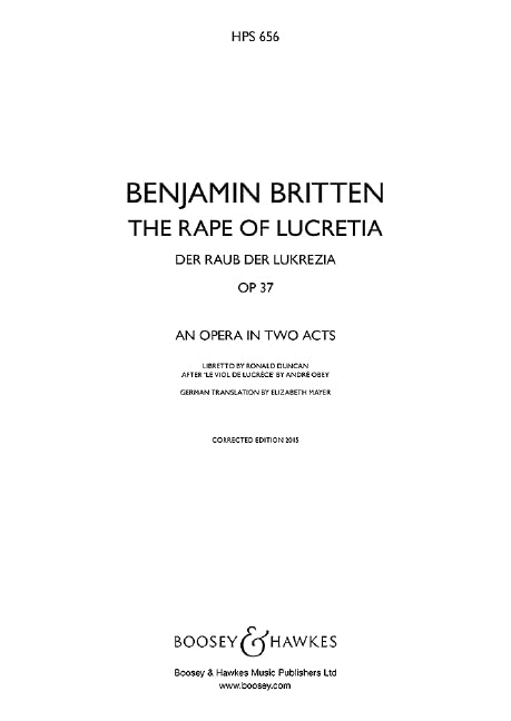 The Rape of Lucretia: Opera in two acts. HPS 656. op. 37. Partition d'étude. book
