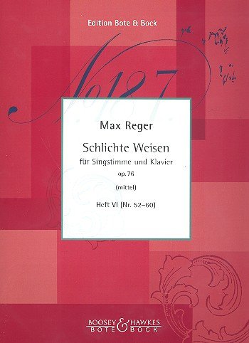 Schlichte Weisen: Kinderlieder. Heft 6 (Nr. 52-60). op. 76. mittlere Singstimme und Klavier. mittel. Education & Training