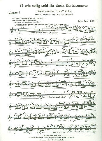 O wie selig seid ihr doch, ihr Frommen: Choralkantate Nr. 2 zum Totenfest. gemischter Chor, Gemeinde, Streichorchester (Streichquintett) und Orgel. Streicherstimmensatz. Sheet Music