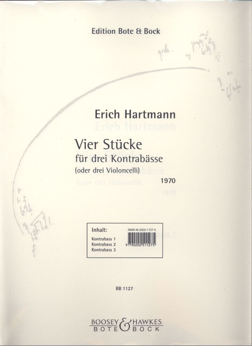Vier Stücke: 3 Kontrabässe (3 Violoncelli). Stimmensatz. Sheet Music