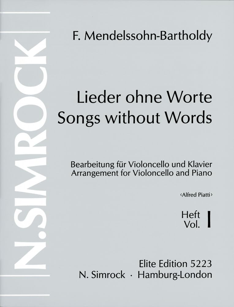 Songs without Words: op. 19/30. cello and piano. book
