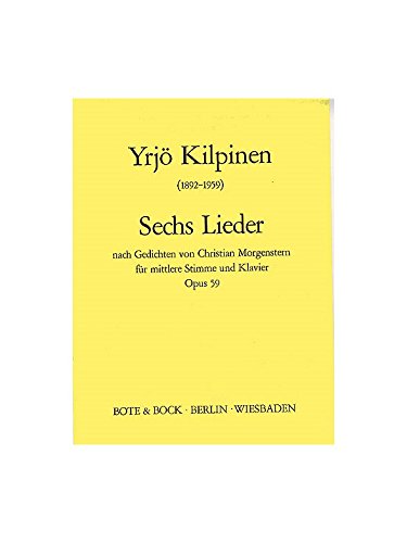 Sechs Lieder: nach Gedichten von Christian Morgenstern. op. 59. mittlere Singstimme und Klavier. mittel. Sheet Music
