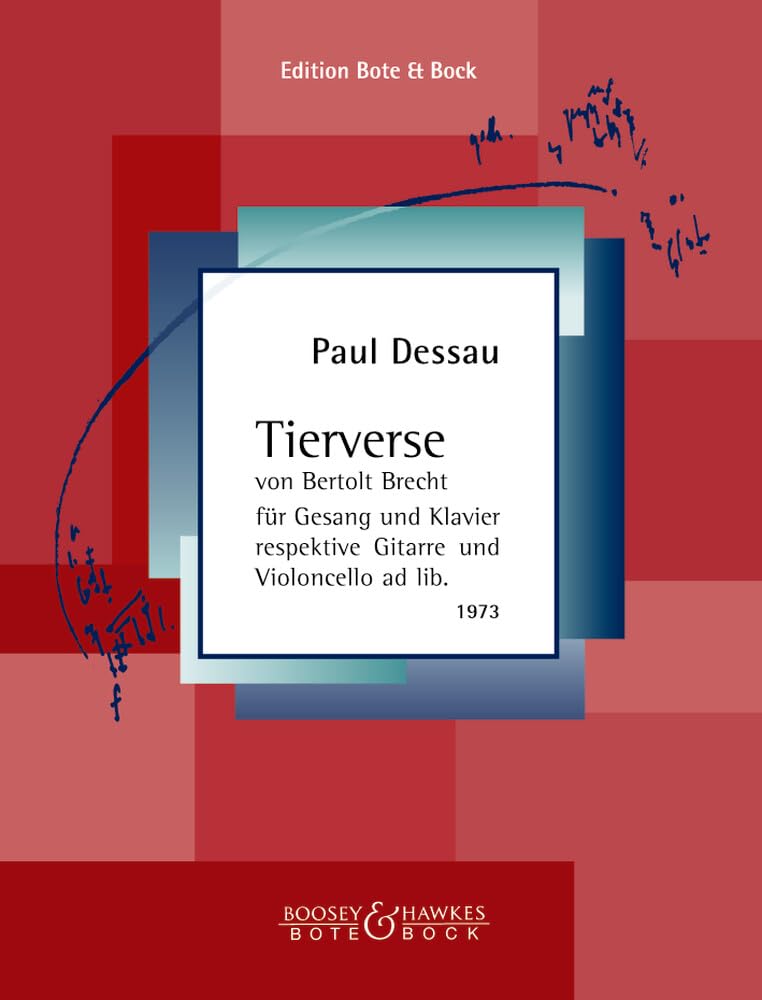 Tierverse: von Bertolt Brecht. Gesang und (präpariertes) Klavier respektive Gitarre (Violoncello ad libitum). Sheet Music