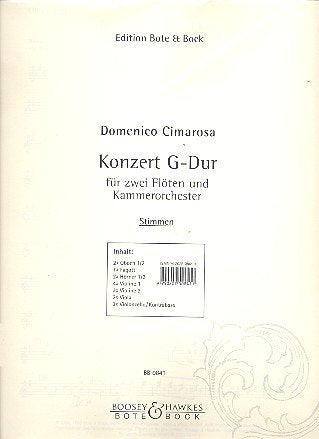 Konzert G-Dur: 2 Flöten und Kammerorchester. Stimmensatz. Sheet Music