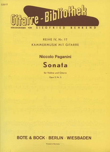 Sonata: No. 17. op. 3/5. violin and guitar. Sheet Music
