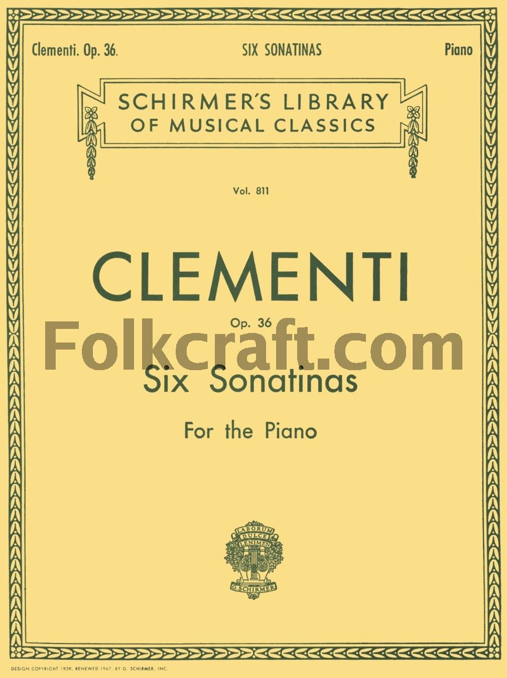 Six Sonatinas, Op. 36: Piano Solo (Schirmer's Library of Musical Classics) (Schirmer's Library of Musical Classics, 811, Band 811) Sheet Music