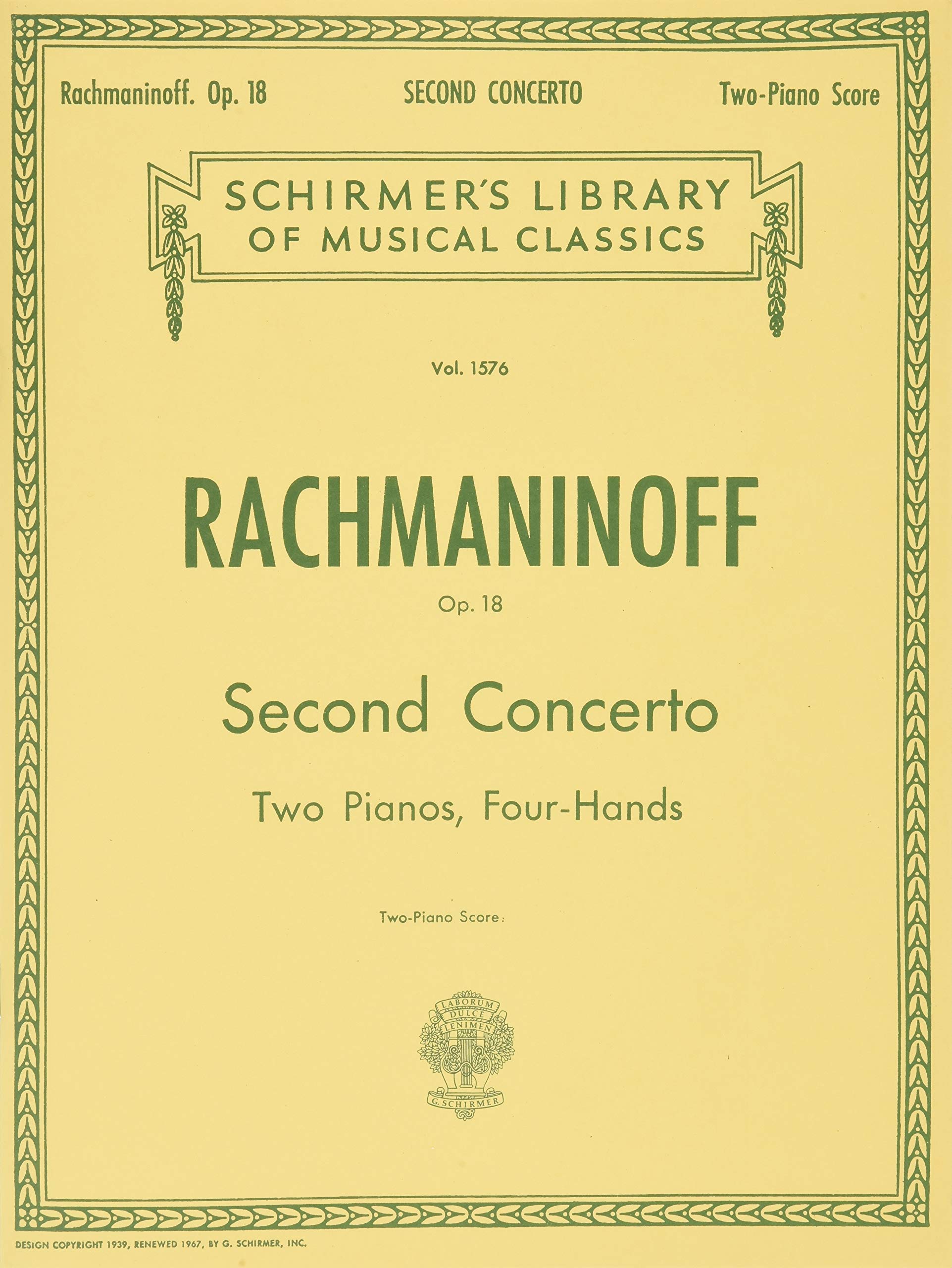 Sergei Rachmaninoff: Concertos for the Piano: (Schirmer's Library of Musical Classics): 2 Pianos 4 Hands Sheet Music