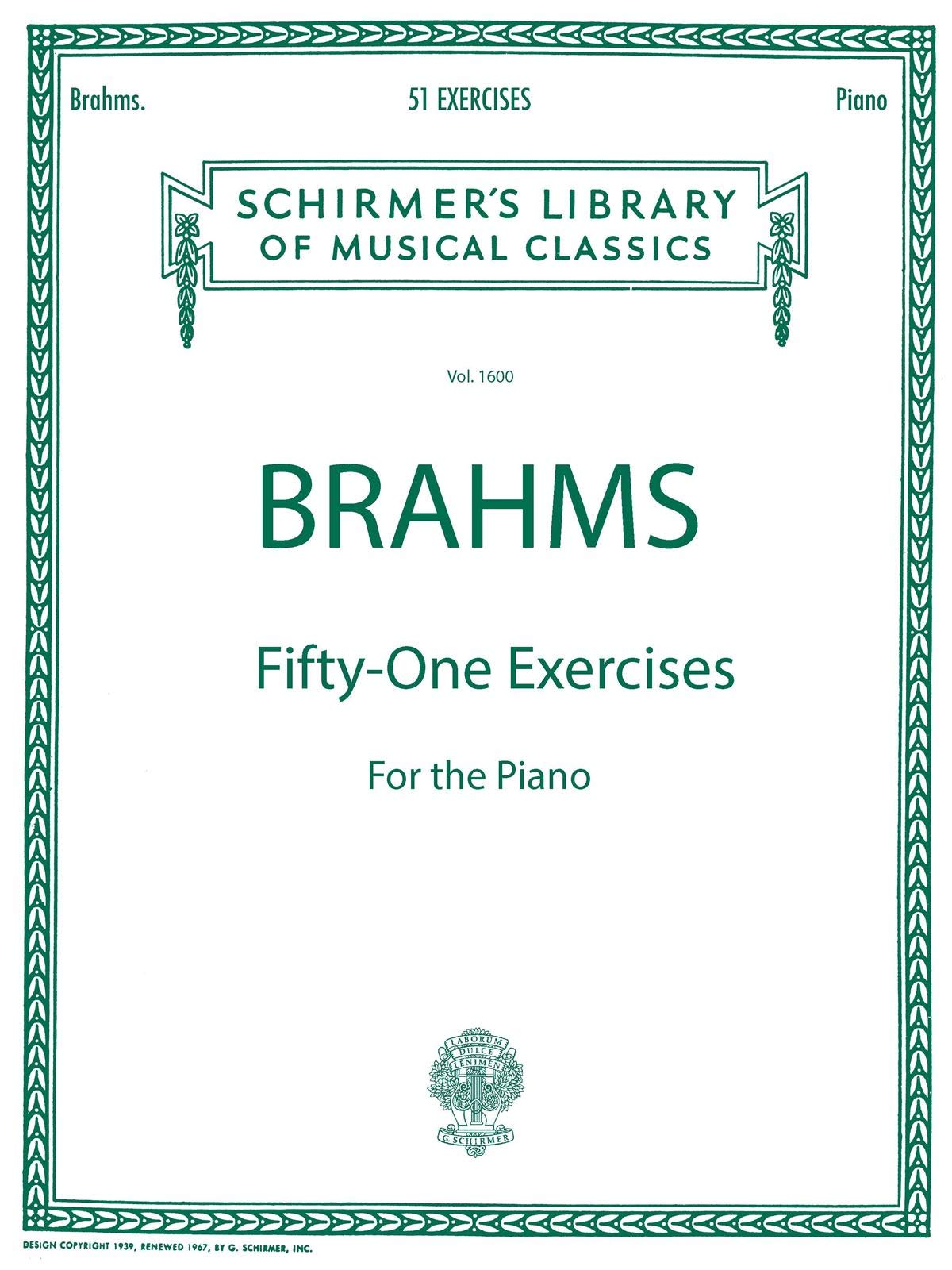Johannes Brahms Fifty-One Exercises For The Piano Pf Arts & Music