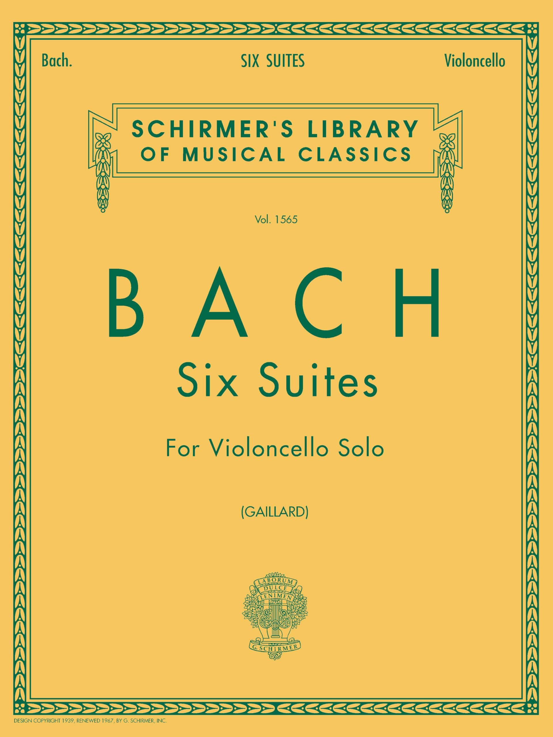 6 Suites for Violoncello Solo - Bach Cello Suites Book: Schirmer Library of Classics Volume 1565 book