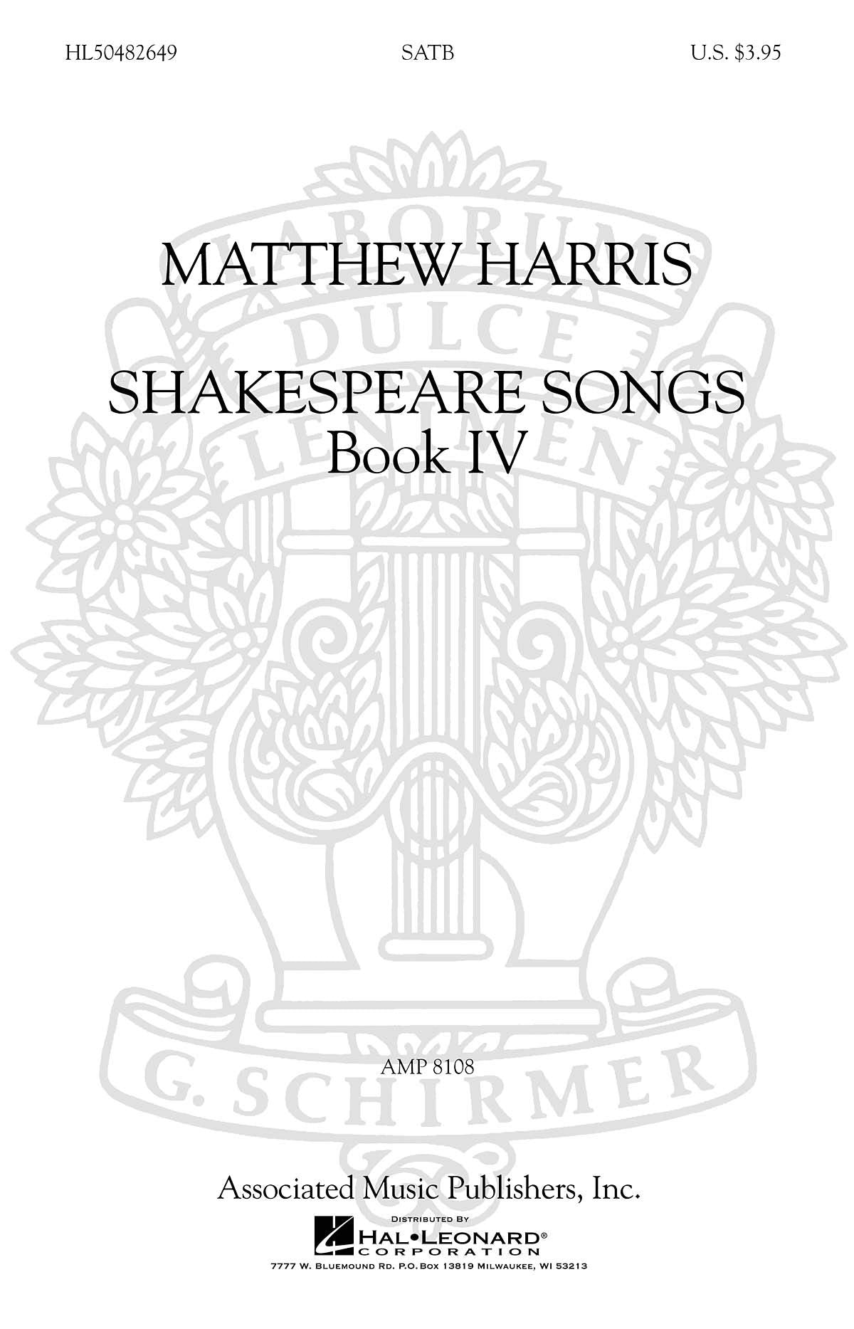 MATTHEW HARRIS: SHAKESPEARE SONGS BOOK 4 CHANT Arts & Music