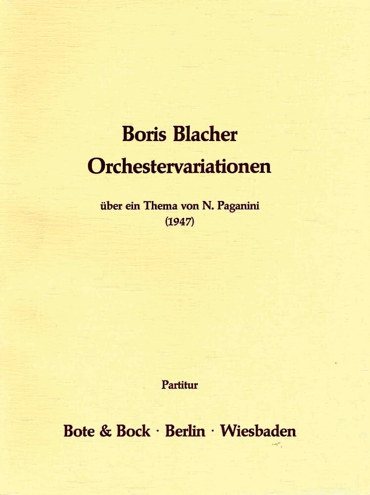 Variations on a Theme by N. Paganini: über ein Thema von Niccolo Paganini. Orchestra. Partition. Sheet Music