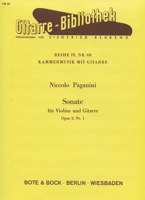 Sonata: No. 69. op. 3/1. violin and guitar. book