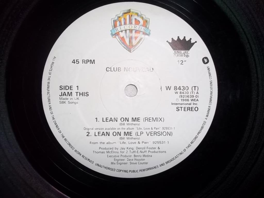 LEAN ON ME 7 INCH (7" VINYL 45) UK WARNER BROS 1987 cd