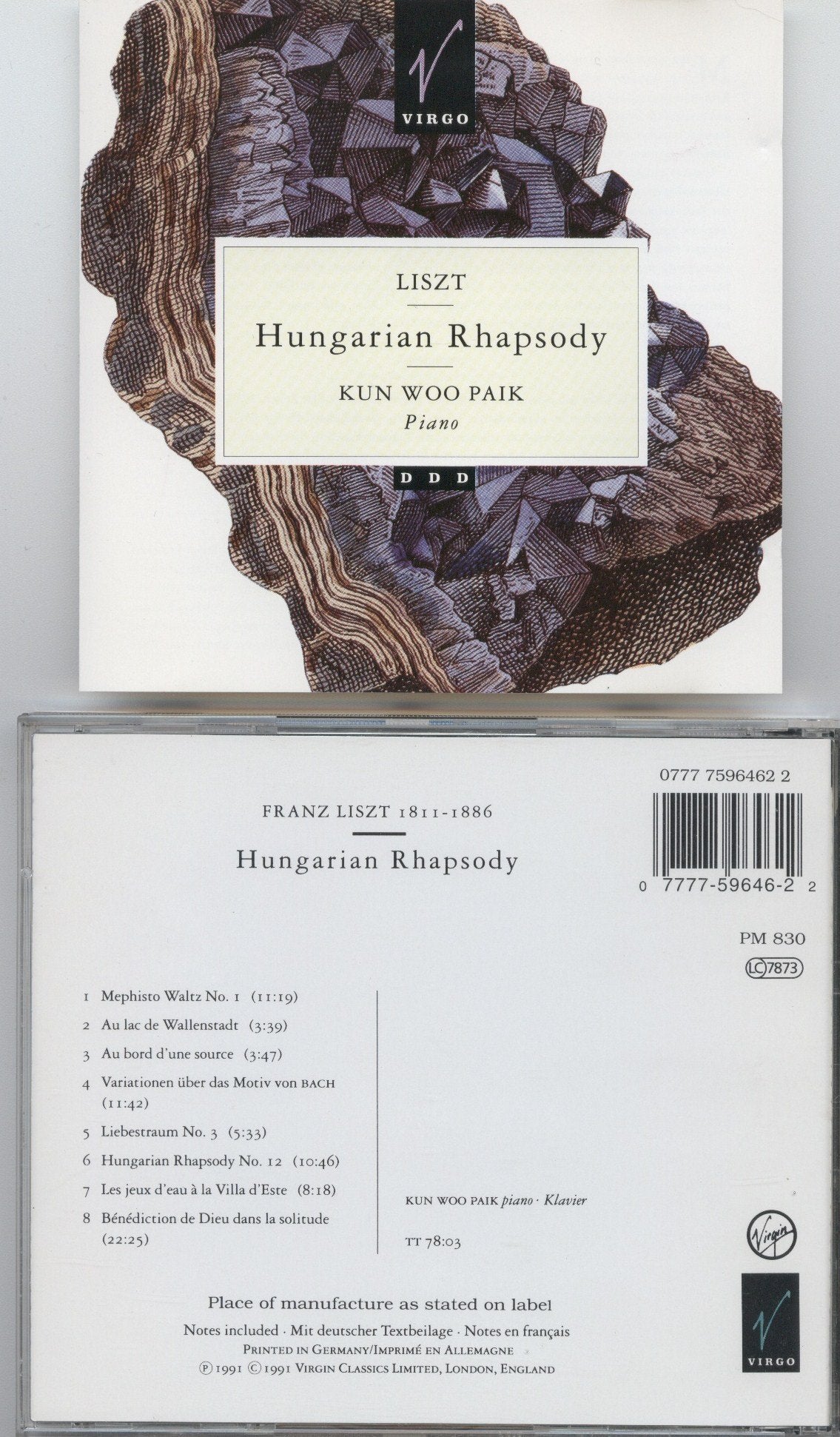 Liszt: Ungarische Rhapsodie Nr. 12, Au lac de Wallenstadt, Au bord d'une source, Var zum Thema Bach, Liebestraum Nr. 3, Le jeux d'eau a la Villa d'Este, Benediction de Dieu dans la solitude (Jungfrau) Classical