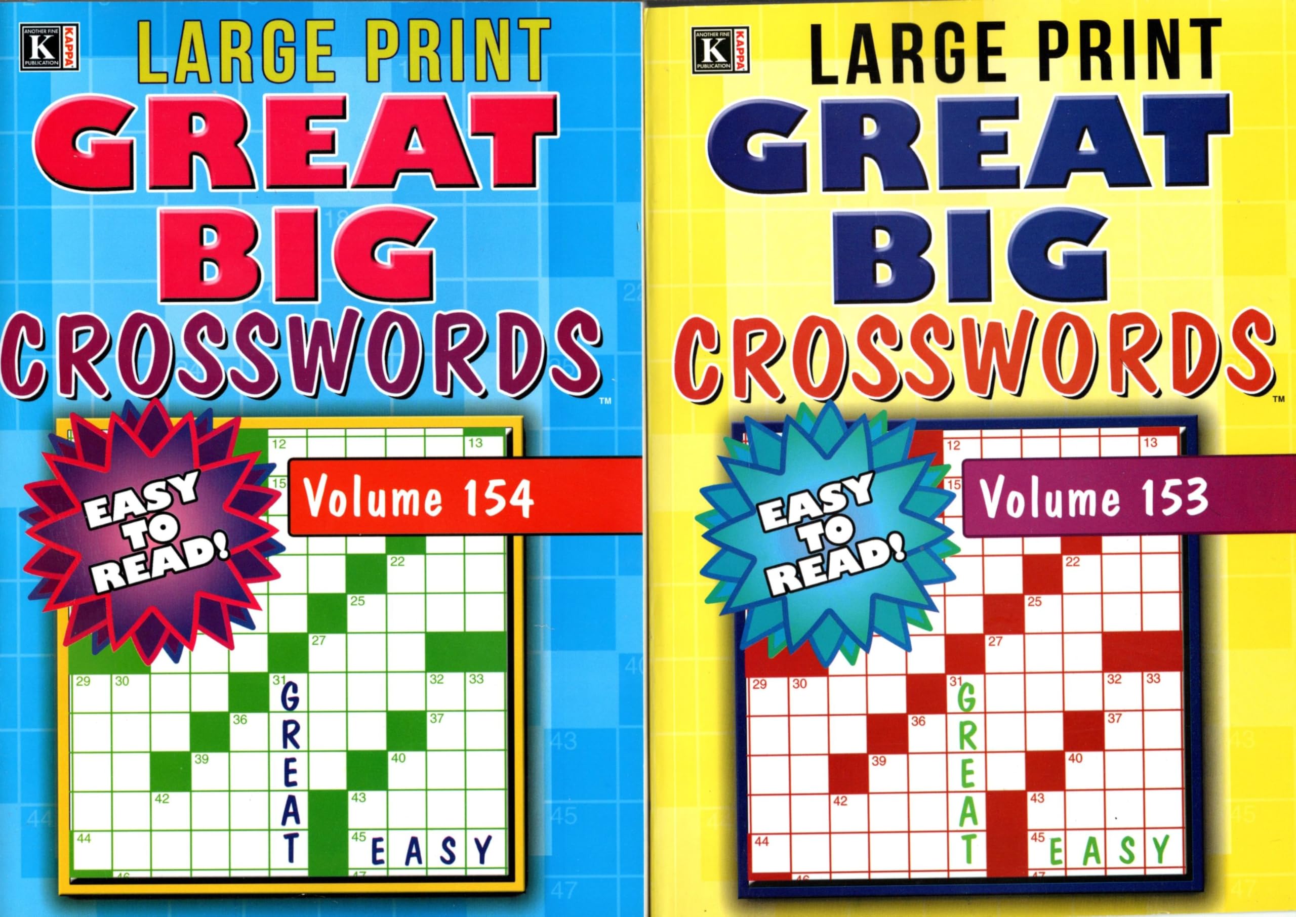 Large Print Great Big Crosswords (All New Puzzles) - Vol.153 - 154 (Set of 2 books) Books