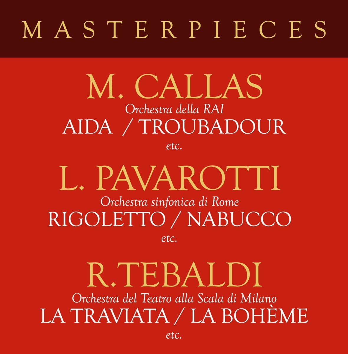 Masterpieces with Pavarotti,Callas & Tebaldi cd