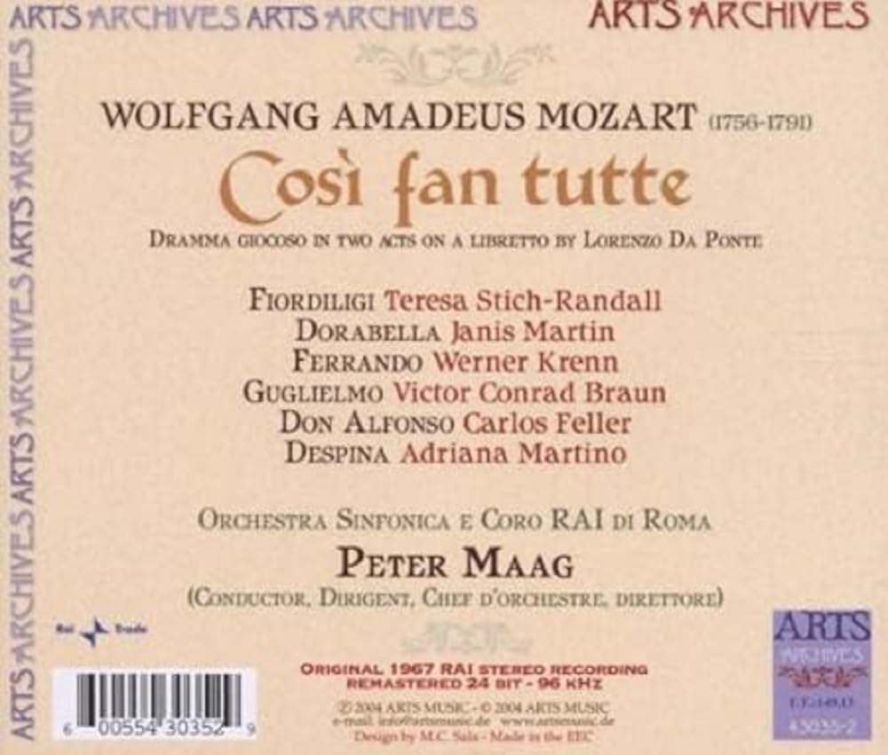 Mozart: Così fan Tutte (Live stereo 1967) 2CD Classical