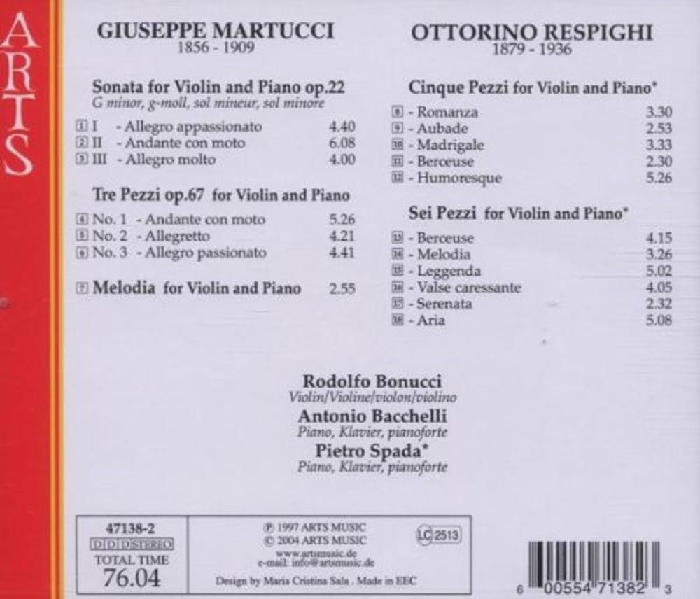 Werke für Violine und Klavier von Respighi und Martucci Classical