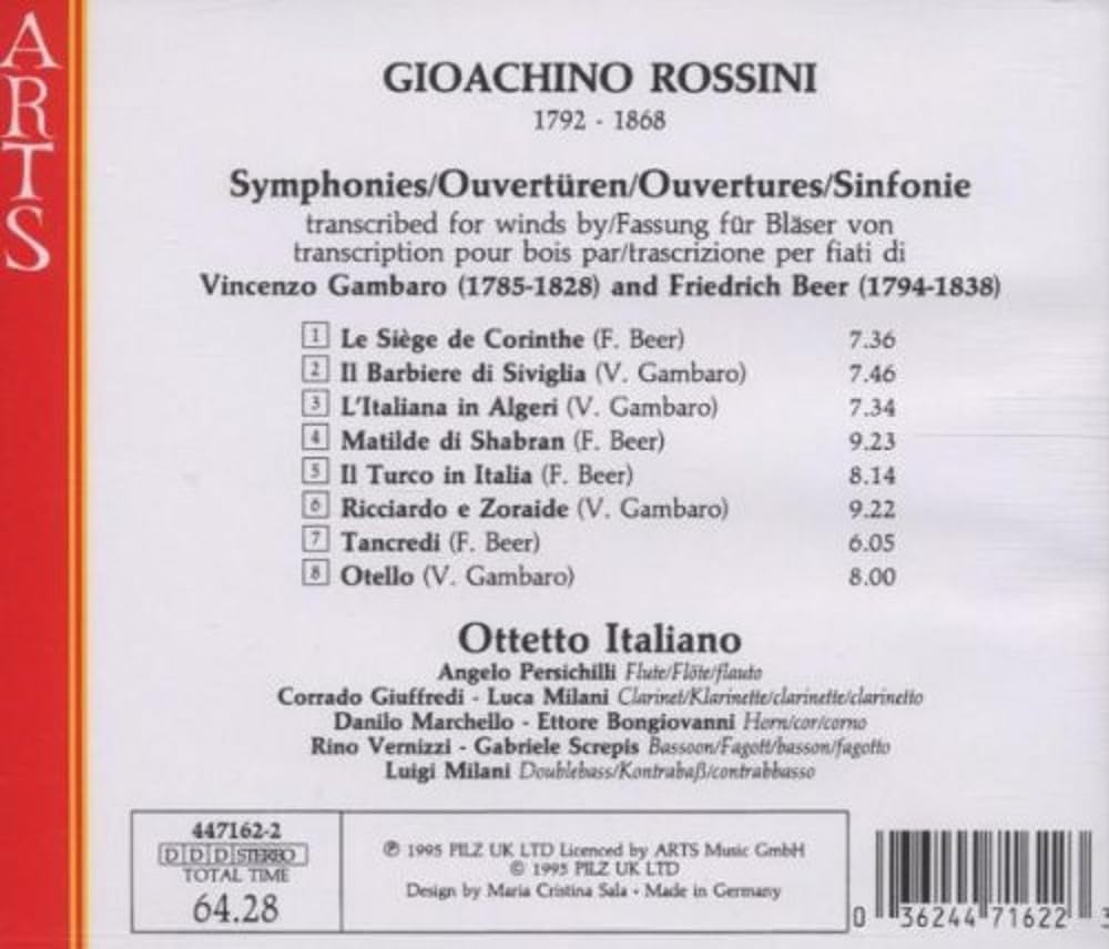 Gioacchino Rossini: Ouvertüren - Fassungen für Bläser von Vincenzo Gambaro (1785-1828) und Friedrich Beer (1794-1838) Classical