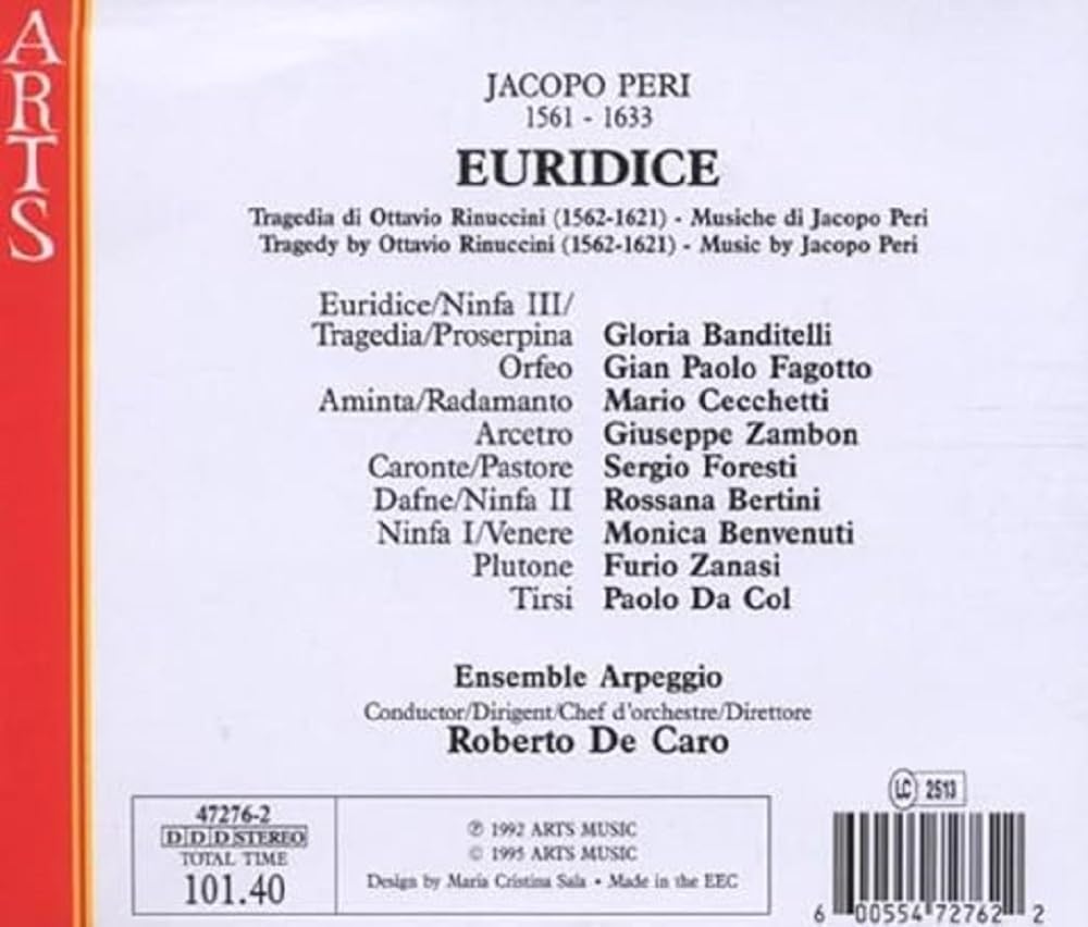 Peri: Euridice (Gesamtaufnahme) (Aufnahme 1992) Classical
