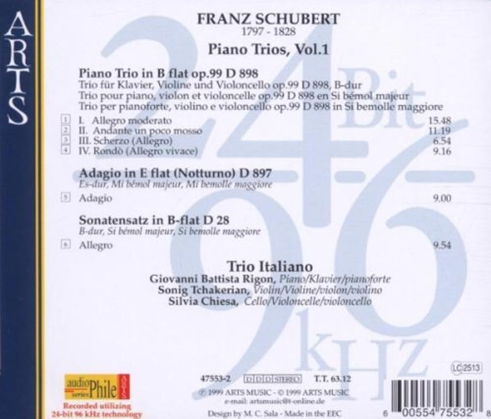 Audiophile Recording 24 Bit - 96 kHz Aufnahmetechnik - Franz Schubert (Klaviertrios Vol. 1) Classical