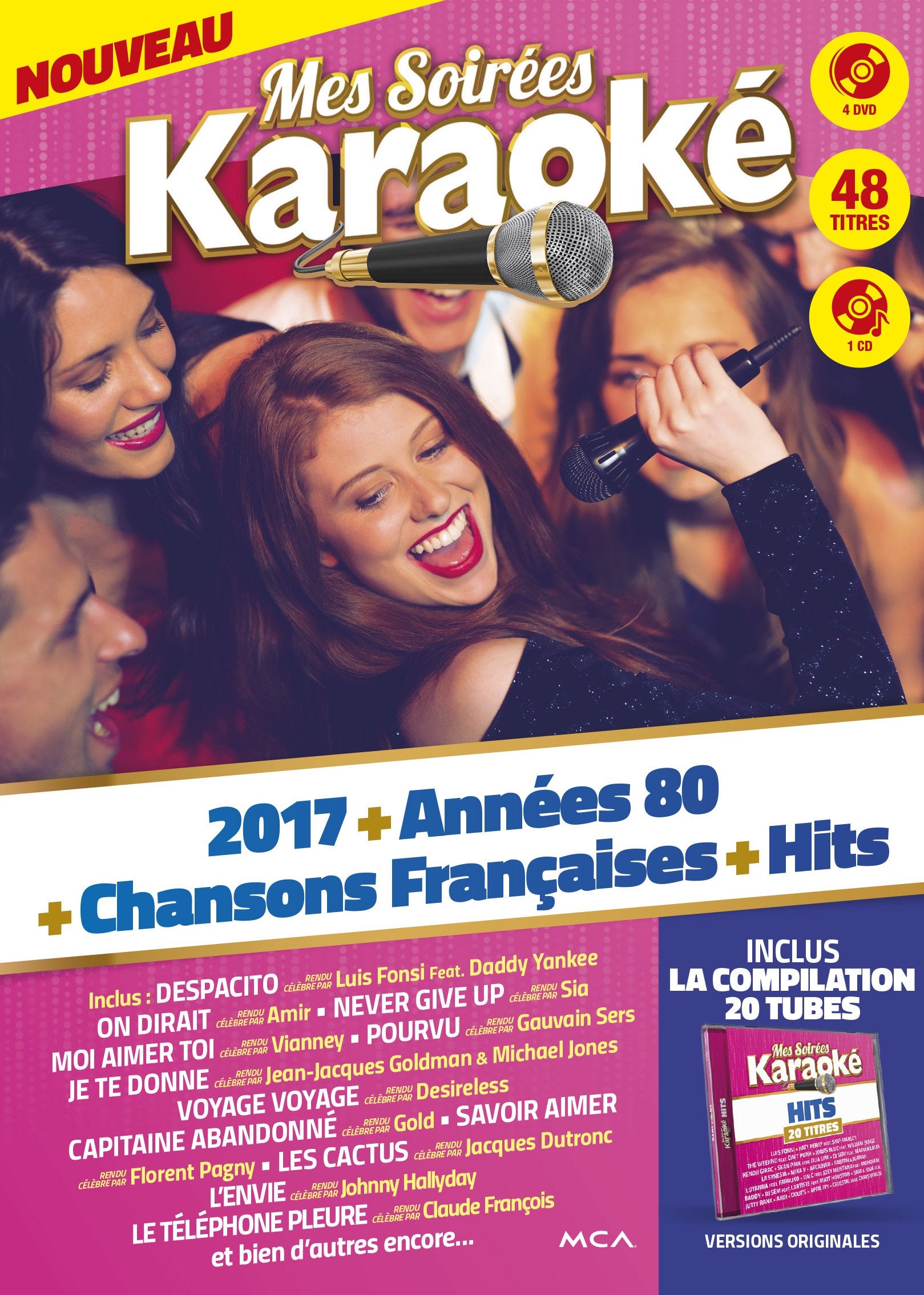 Coffret karaoké 4 DVD + 1 CD : 2017 vol 1 + 80 vol 1 + CF vol 1 + Hits vol 2 Films