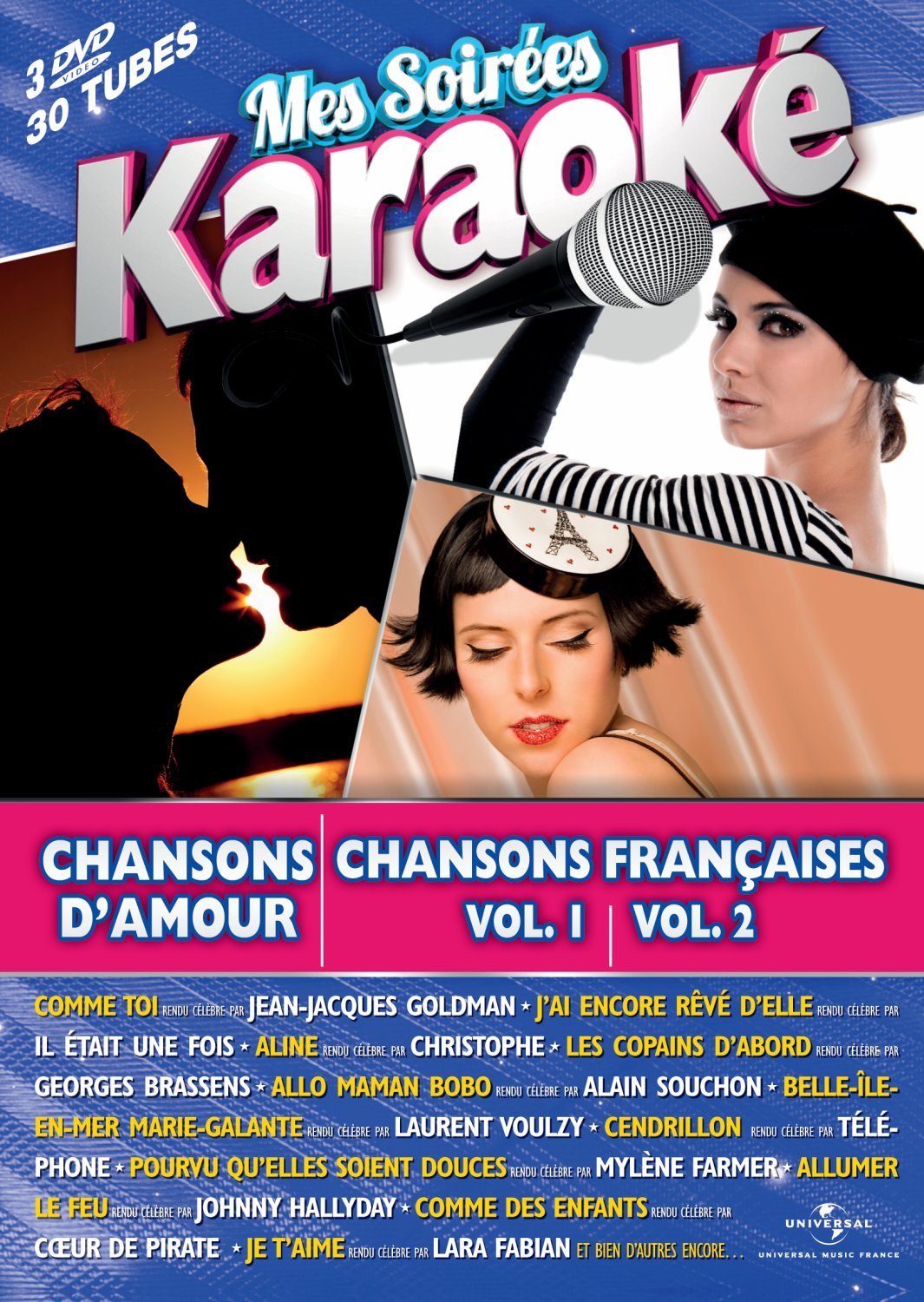 Coffret 3 DVD Karaoke : Chansons D'Amour, Chansons Francaises /Vol.1-2 Films
