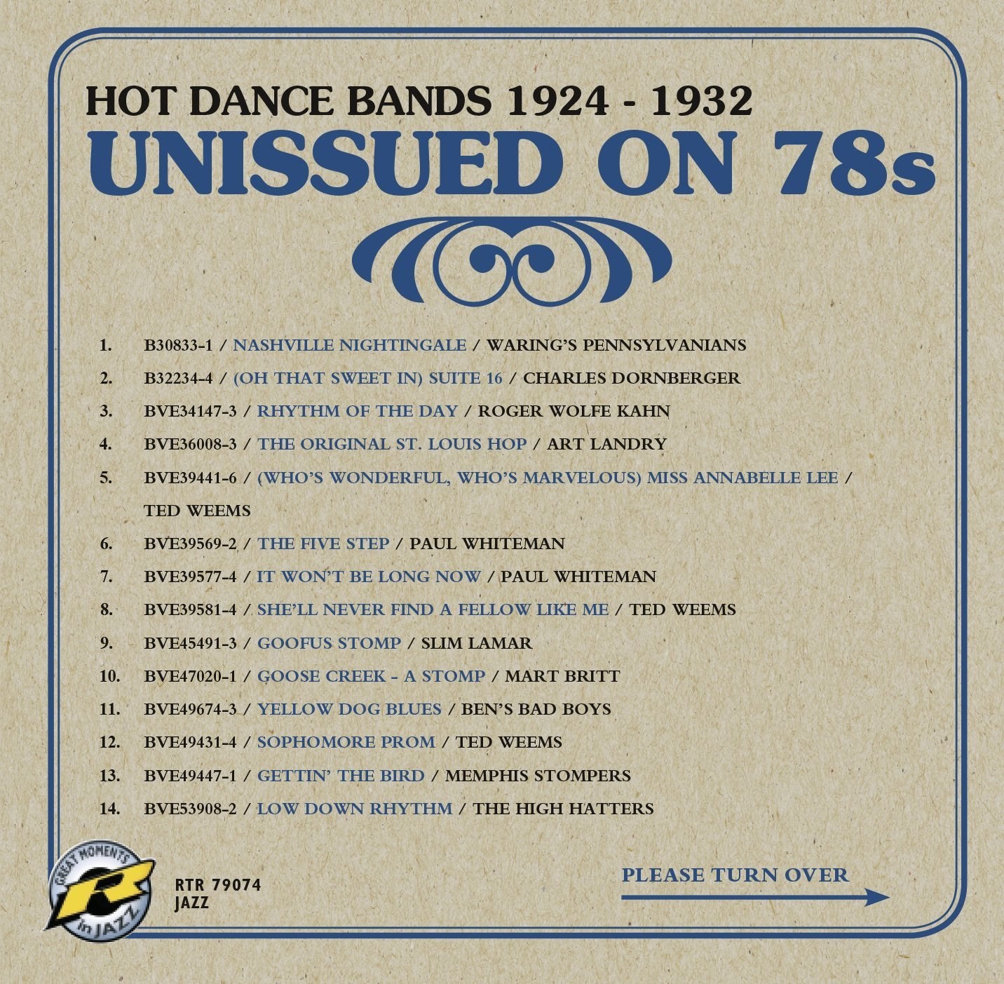 Unissued on 78s Hot Dance Bands 1924-1932 Music