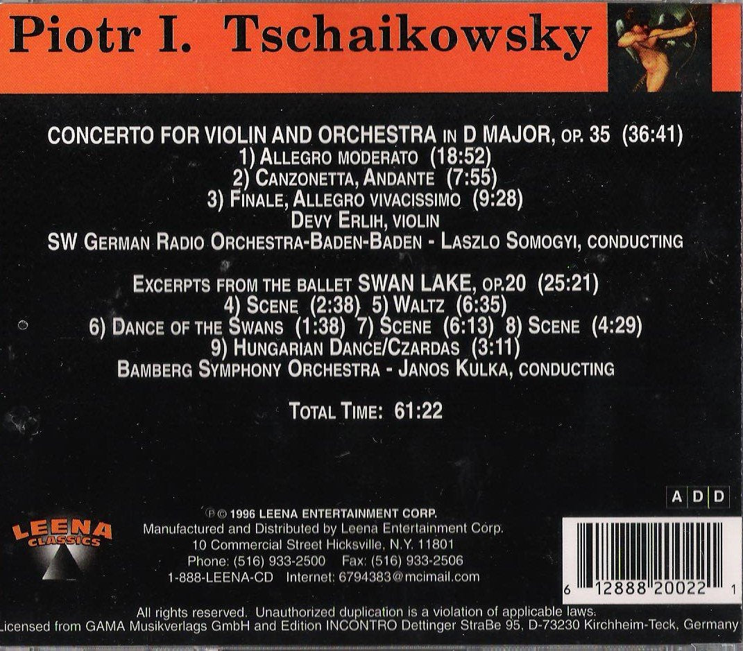 Concerto for violin and orchestra - Excerpts from Swan Lake Pop