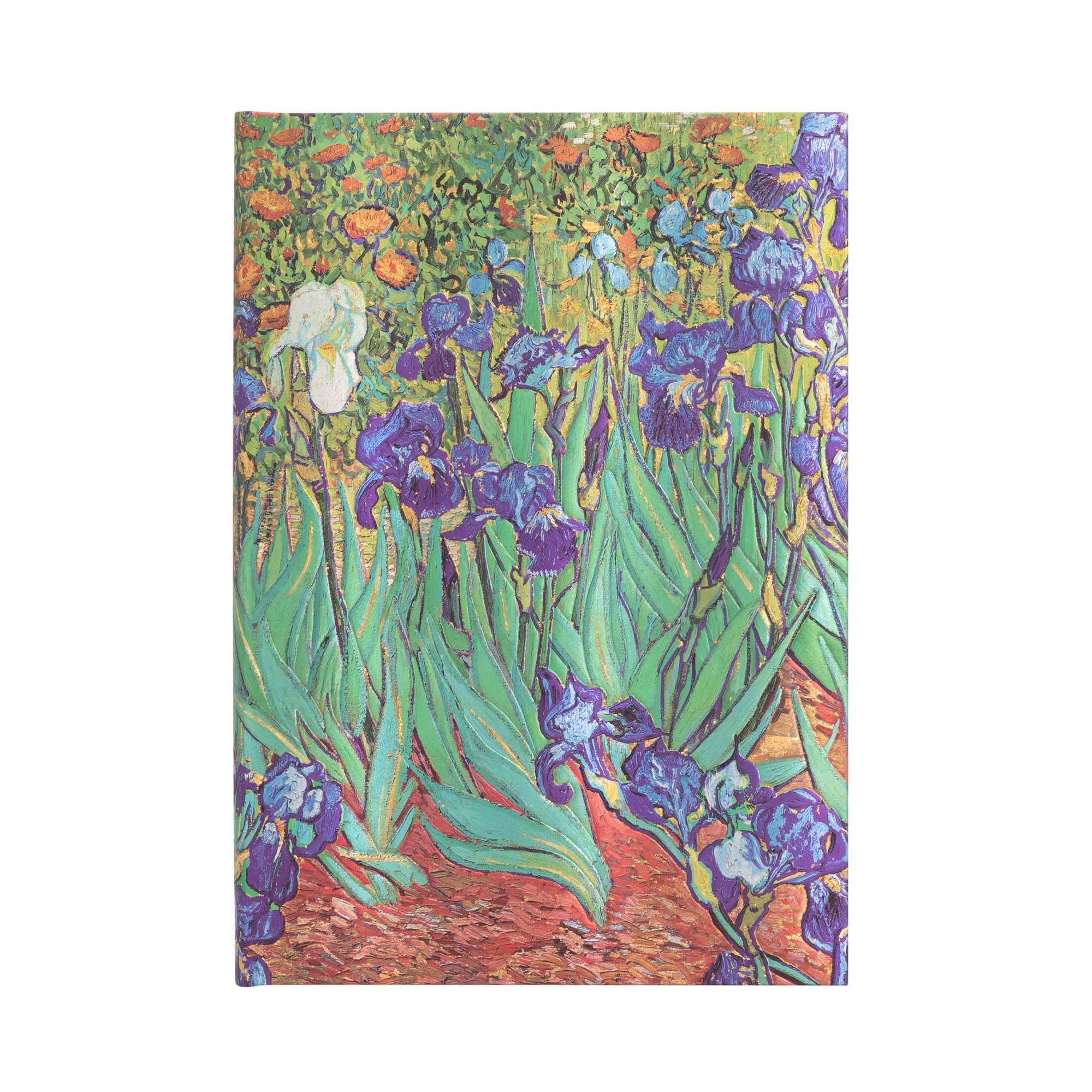 Van Gogh’s Irises Midi Lined Hardcover Journal: Hardcover, 120 gsm, ribbon marker, memento pouch, elastic closure, book edge printing Leisure, Home & Garden