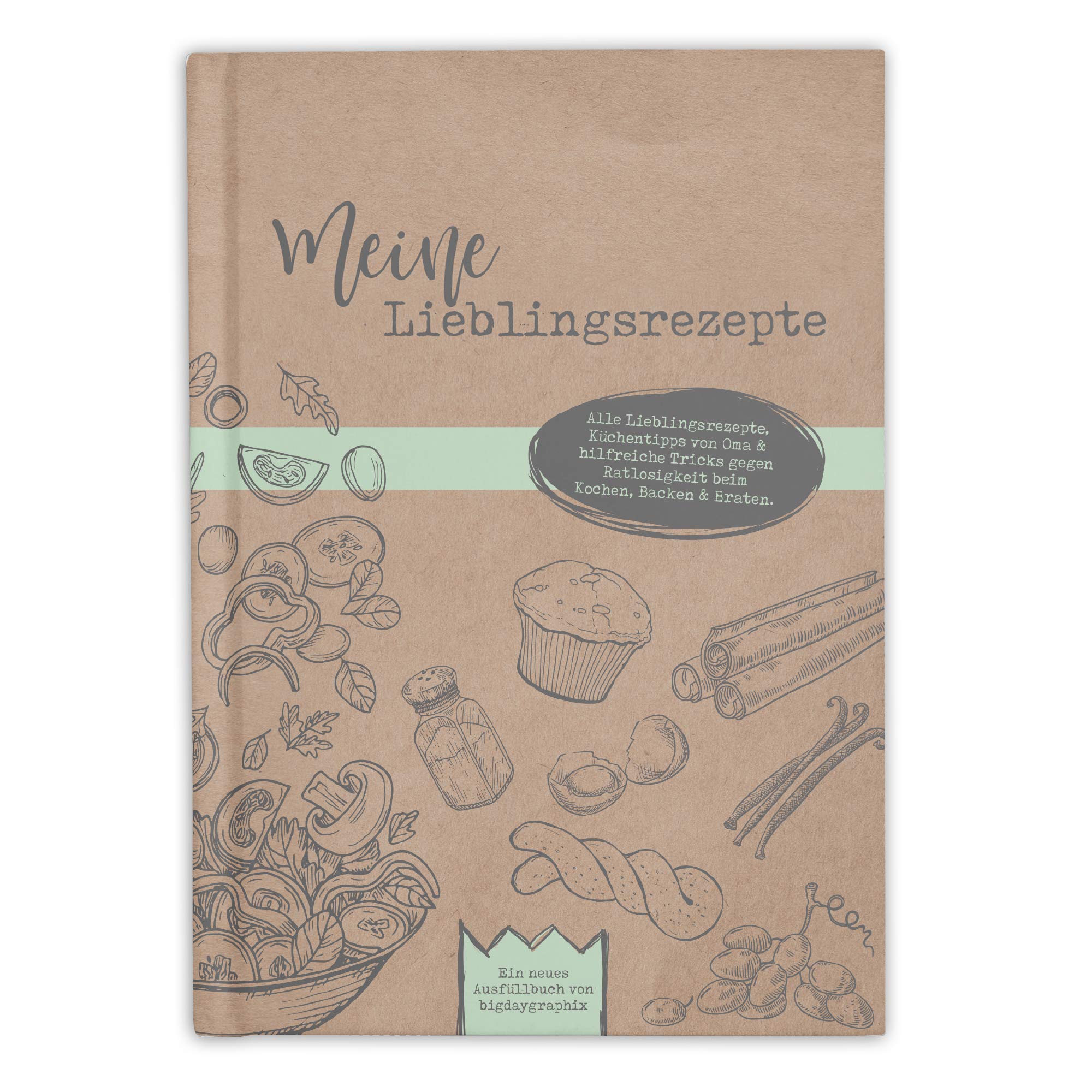 bigdaygraphix Rezeptbuch zum Selberschreiben und Ausfüllen meine Lieblingsrezepte A5 Hardcover mit Inhaltsverzeichnis Books