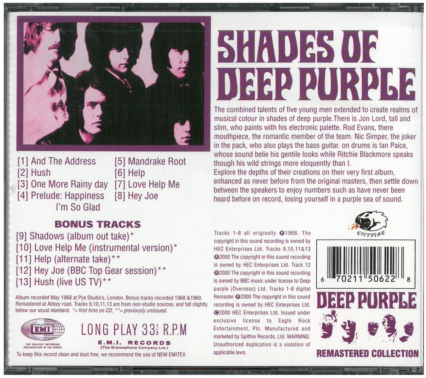 Shades of Deep Purple (+5 Bonustracks) Metal & Hardrock