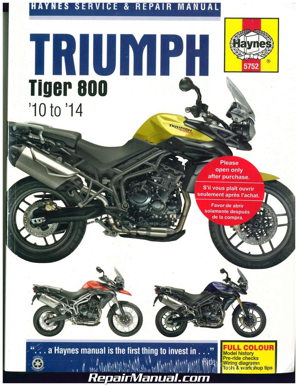 Triumph Tiger 800/800xc, '10-'14 Haynes Repair Manual (Haynes Powersport) Hobbies & Crafts