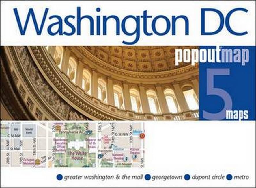Washington DC PopOut Map Double, 5 maps: Greater Washington & The Mall, Georgetown, Dupont Circle, Metro (Popout Maps) Leisure, Home & Garden