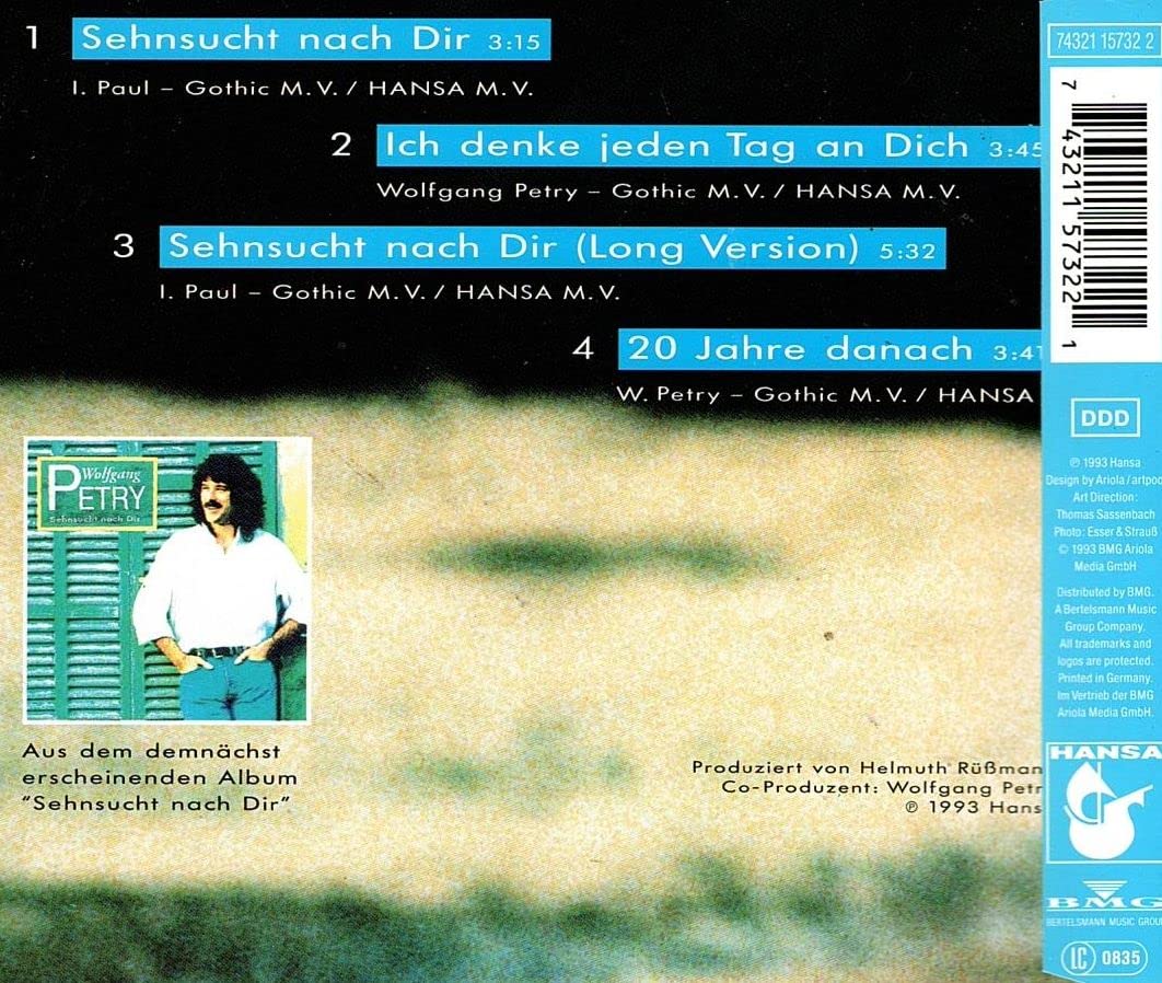 Sehnsucht nach dir (incl. Long Version, 1993) German Schlager & Volksmusik