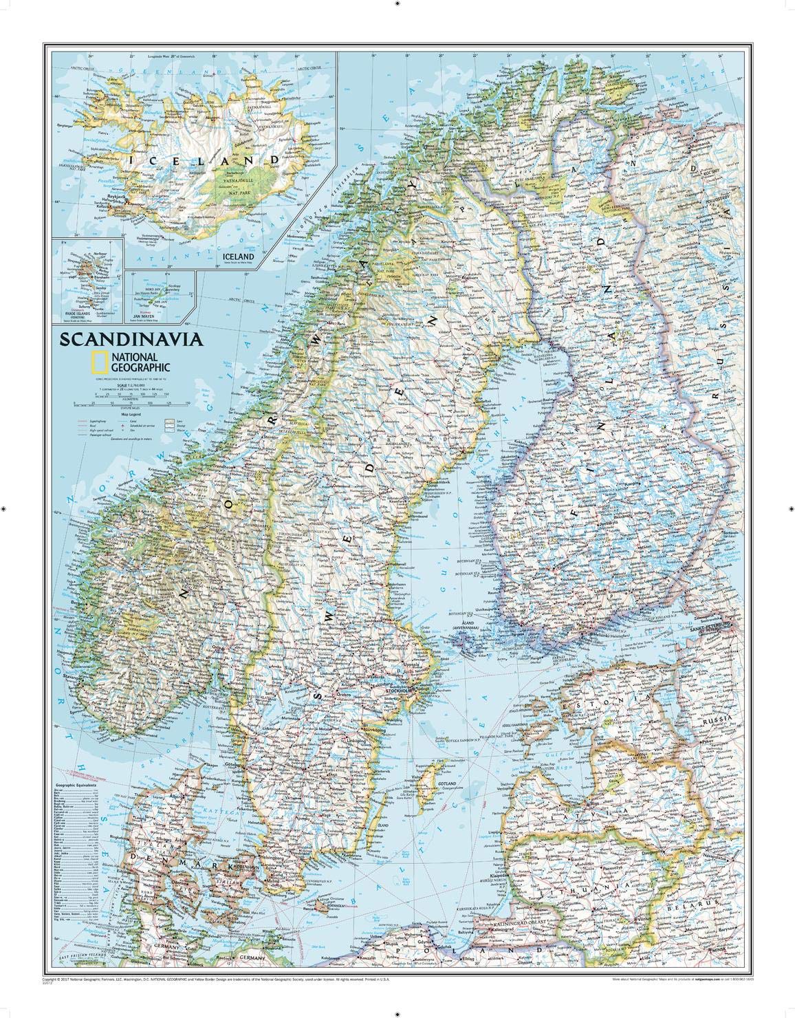 National Geographic Scandinavia Wall Map - Classic (23.5 X 30.25 In) Stationery