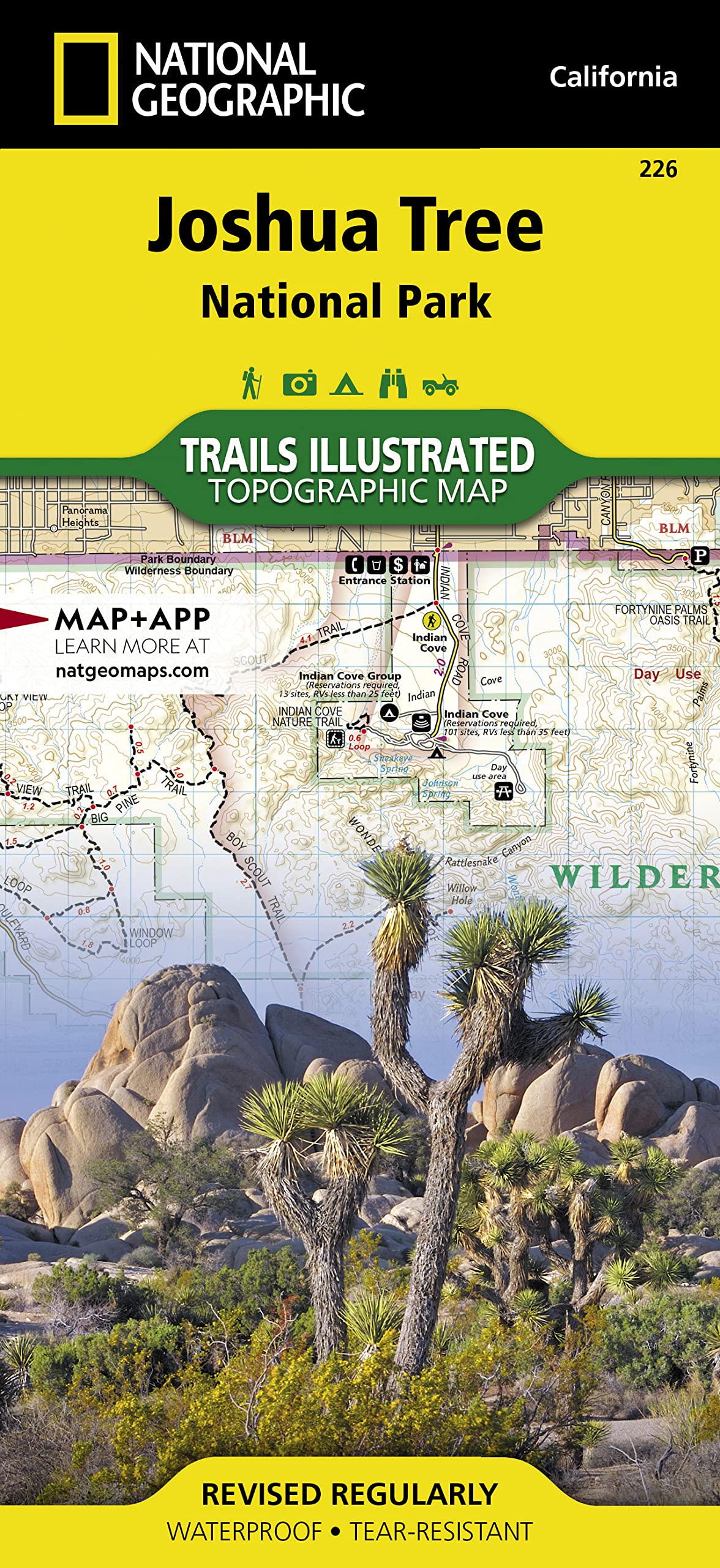 Joshua Tree National Park: National Geographic Trails Illustrated Californien: Topographic Map. Waterproof. Tear-resistent (National Geographic Trails Illustrated Map, Band 226) Leisure, Home & Garden