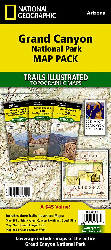 National Geographic Trails Illustrated Map Grand Canyon National Park Map Pack, 3 maps: Topographic Trail Maps Maps & Plans
