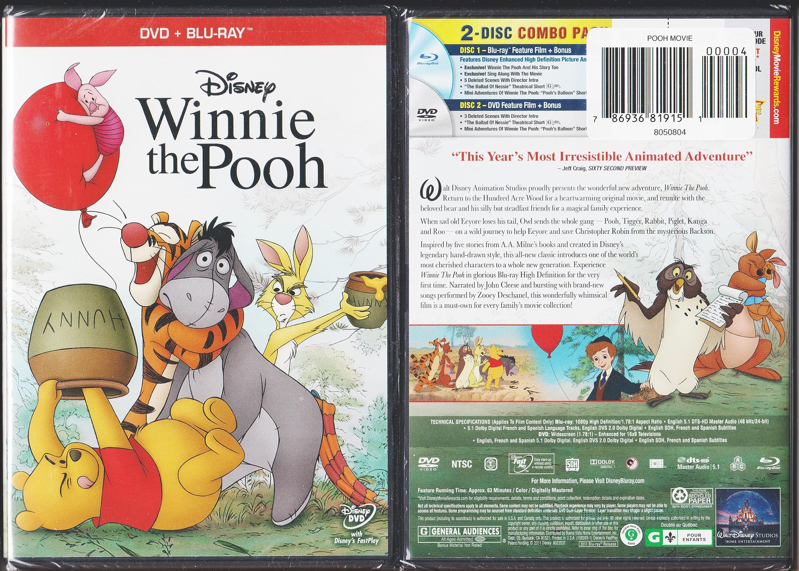 Winnie The Pooh Movie (Two-Disc Blu-ray / DVD Combo in DVD Packaging) Films